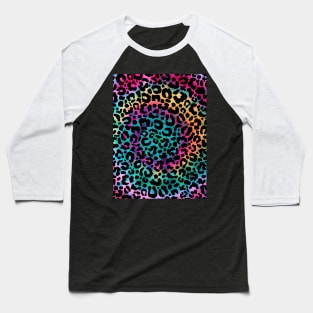 Cute Rainbow Tie Dye Boho Leopard Print Baseball T-Shirt